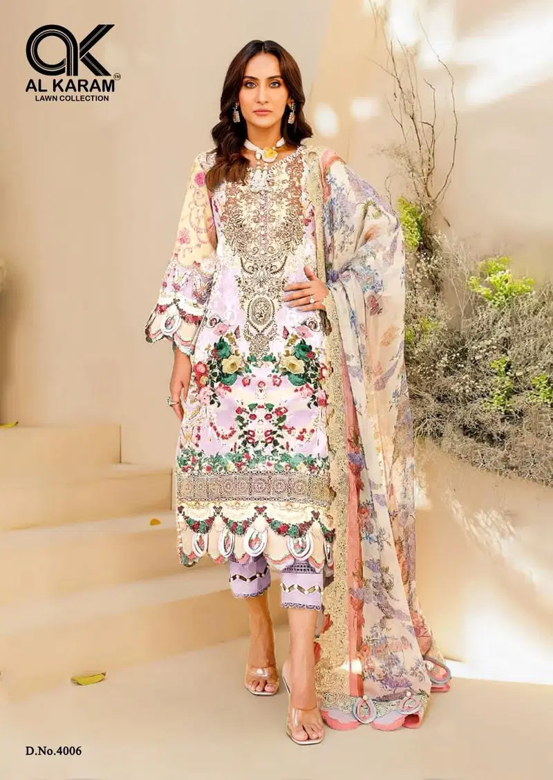 Firdous Vol 4 By Al Karam Cotton Printed Pakistani Dress Material Wholesale Online
